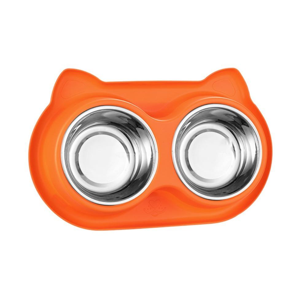 Multi-use Plastic Pet Feeding Double Bowls Stainless Steel Anti-Slip Cat Slow Food Bowl Cute Portable Pet Food Basin Puppy