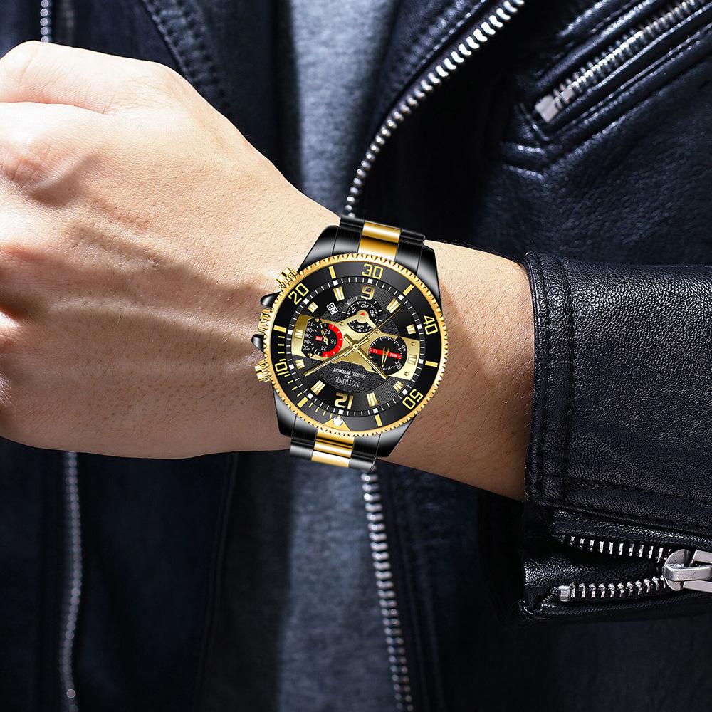 Stainless Steel Watch Men's Quartz Watch Green Water Ghost Watch Men's Calendar Watch Men's Steel Strap Watch Student Watch