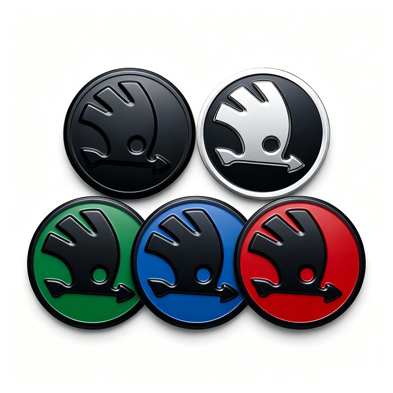 1Pcs 43mm Car Steering Wheel Emblem Sticker Skoda Logo Auto Interior Decal Badge For Skoda Octavia Superb Rapid Kamiq Karoq Kodiaq