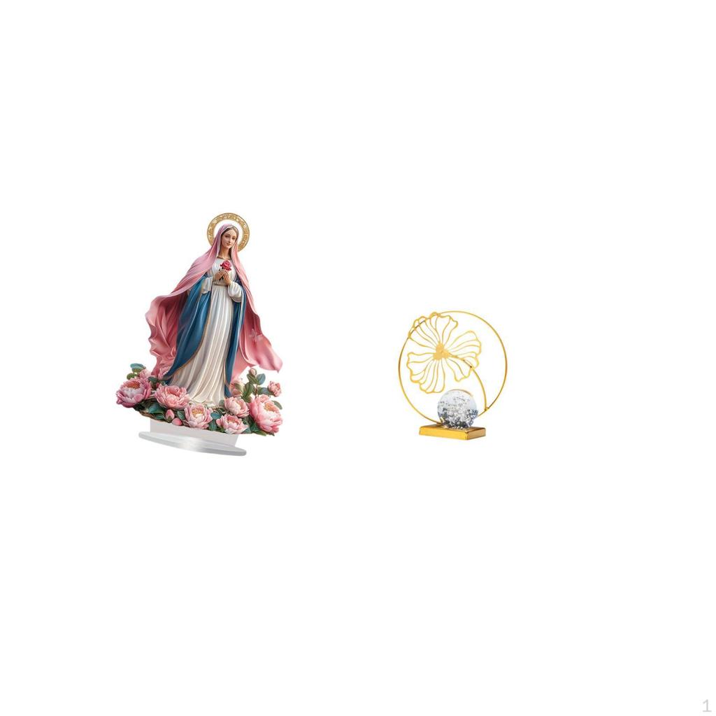 Nativity Scene Sculpture Acrylic Standing Ornament Table Centerpiece Leaf Statue Sturdy Base Smooth