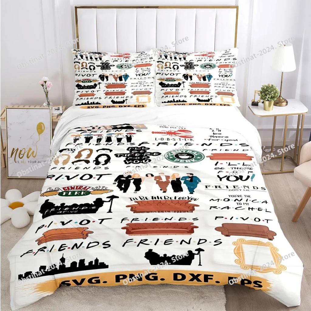 Friends Funny anime All Season Duvet Cover Comforter Bedding set Ultra Soft Quilt Cover and Pillowcases SingleDoubleQueenKing