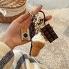 Creative Knit Keychain Cartoon DIY Burger Ice Cream Pendant Keychain Charms Handmade Pendant for Girl Cute Gift Car Decorations