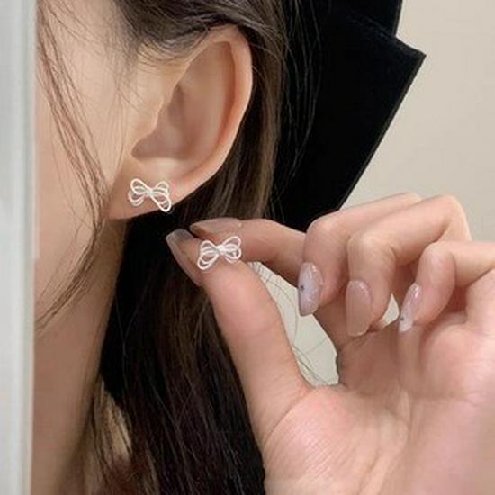 Elegant French Retro Ribbon Earrings: Stylish Ballet Bow Three-Color Design for Women