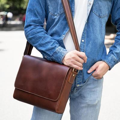Men's Bag Men's Leather Crossbody Bag Large Capacity Shoulder Bag Men's Vintage Head Layer Cowhide Bag