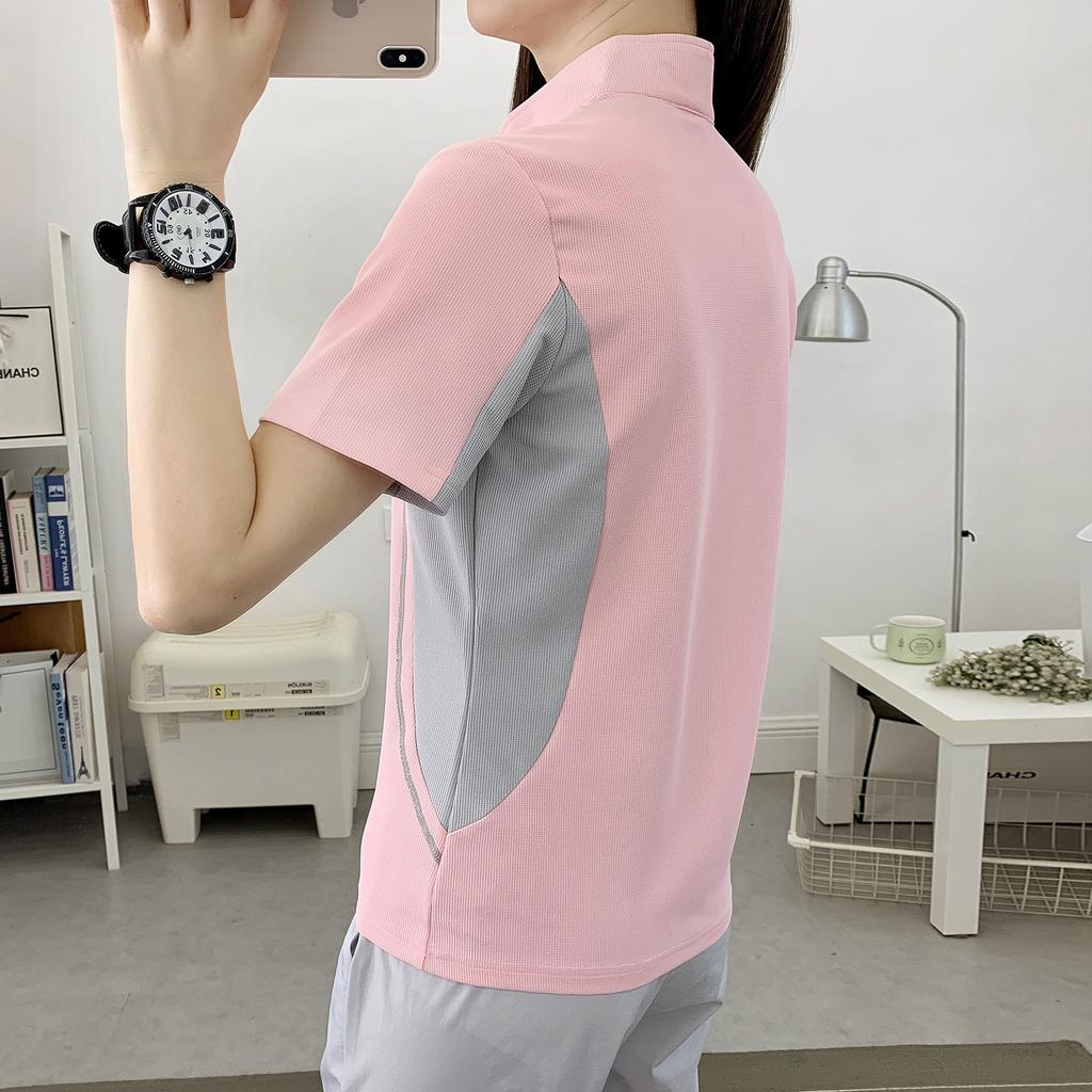 Outdoor stand-up collar quick-drying clothes women's short-sleeved T-shirt women's elastic, light, breathable, sweat-absorbing sports, running summer