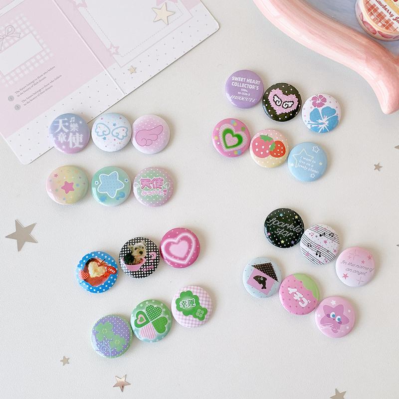 Y2K Kawaii 6/24Pcs Cartoon Badges Japanese Retro Look Ideal for DIY Arts and Crafts