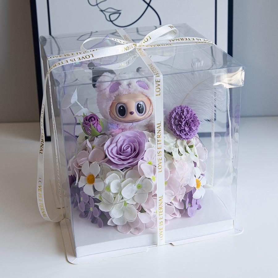 Подарочная коробка с мыльными цветами: Прозрачный подарок на Циси, День святого Валентина или День рождения для нее