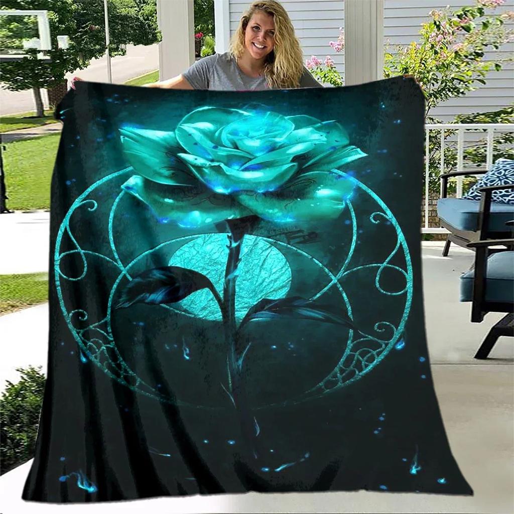 Rose Blanket, Soft Cozy Floral Throw Blanket Gift for Girl Women, Fuzzy Comfy Flannel Blanket for Couch,Travel,Bed,House Decor