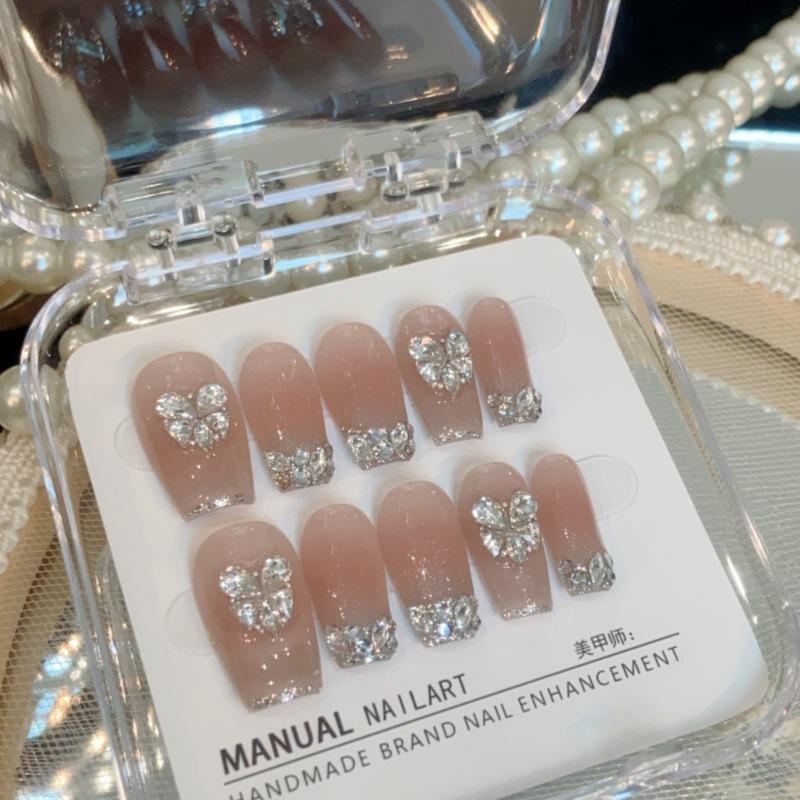 

Циркон Бриллиант Французский Кошачий Глаз Накладные Ногти - Супер Блестящие Отбеливающие Наклейки для Ногтей Large