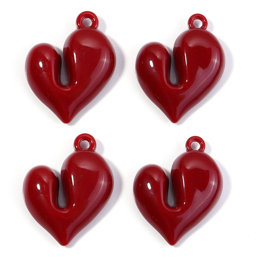 4Pcs Irregular Heart Shape Acrylic Beads Charms Colorful Pendant Loose Beads For DIY Bracelet Necklace KeyChain Jewelry Findings