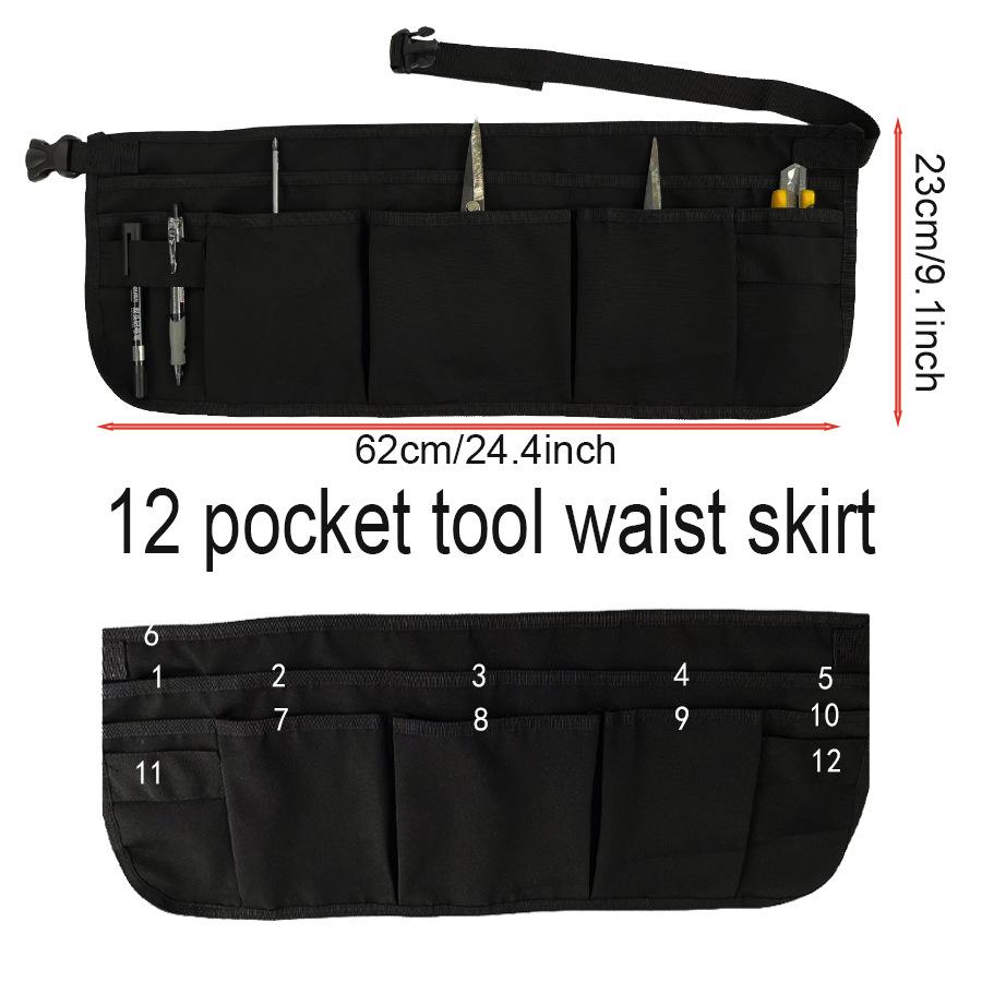 Tool Apron With 12 Pockets Waterproof Adjustable Utility Waist Apron For Builders Carpenters Heavy Duty Work Apron Perfect For Tools And Accessories