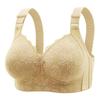 Plus Size Wire-Free Lace Bra: Breathable, Push-Up, Side Support, Anti-Sagging, Slimming Effect for Middle-Aged and Elderly Women