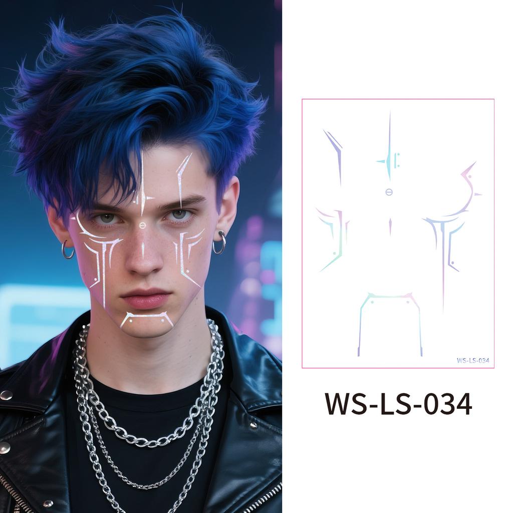 Laser Temporary Tattoo Stickers Anime Cosplay Stage Performance Makeup Waterproof Facial Sticker Halloween Party Decorations