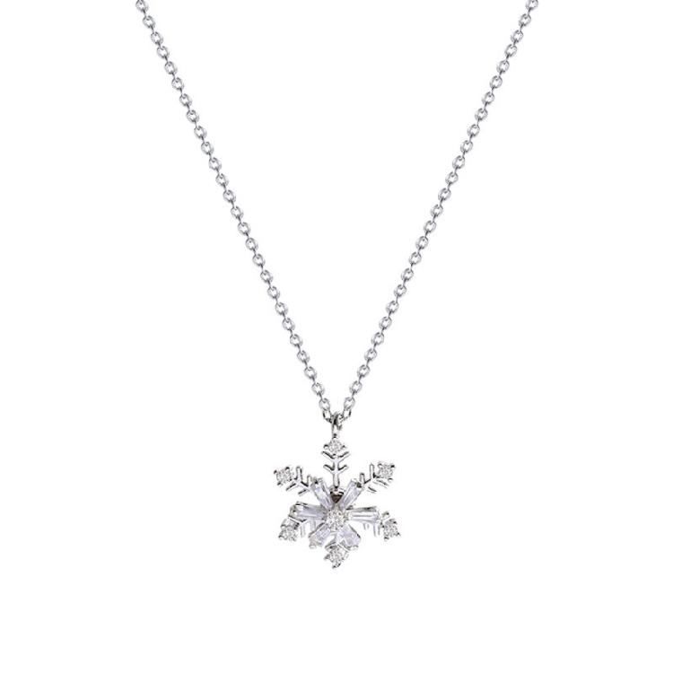 Titanium Steel Snowflake Necklace Gift Including Rotating Pendant and Zircon Detail Creative Clavicle Chain 1