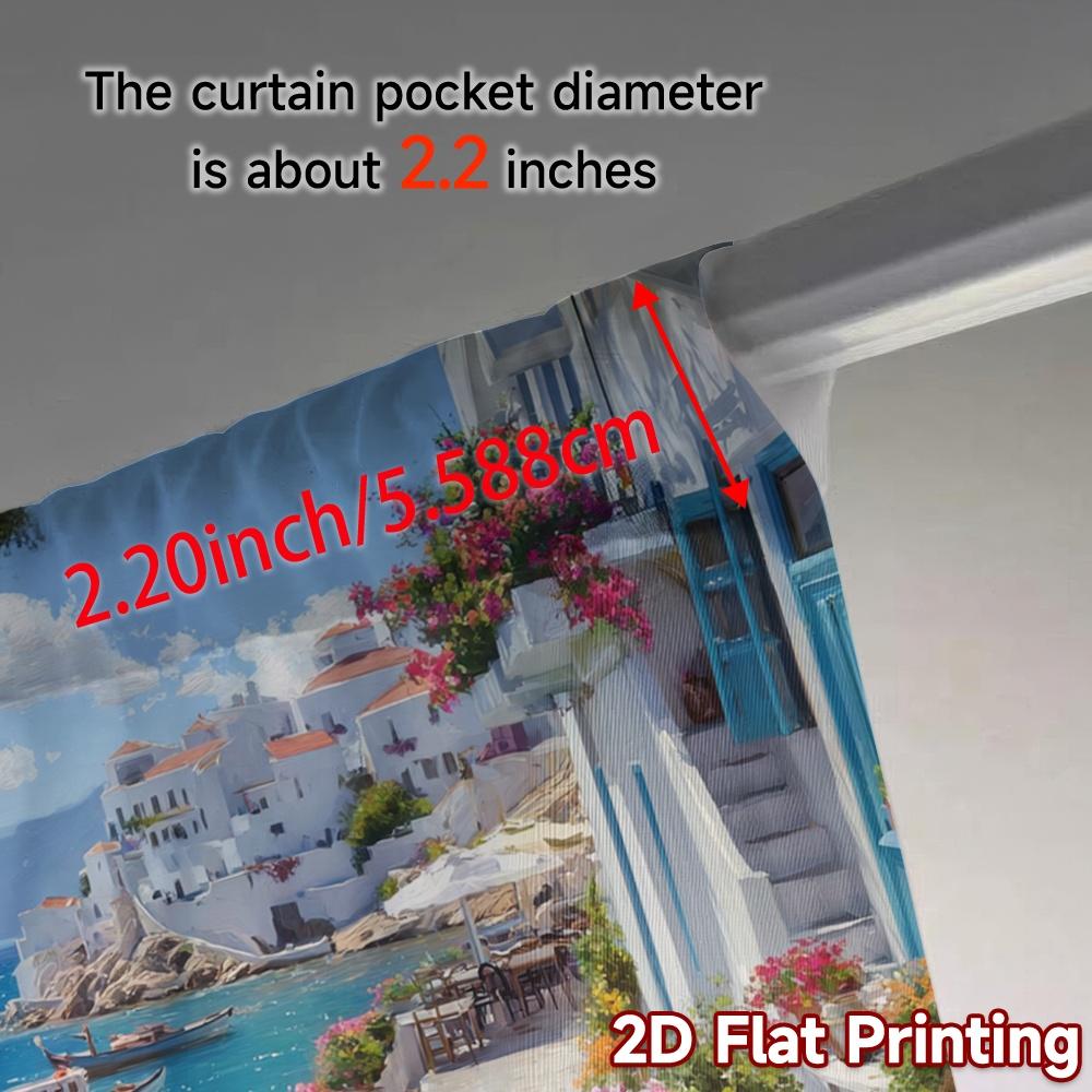 Modern Flat Printing Curtains Without Rod Seaside Serenity Window Curtain Polyester Decorations Set Of 2 Made