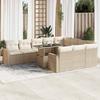 Vidaxl 11-Cz. Set di Mobili da Giardino con Cuscini, Beige, Polyrattan