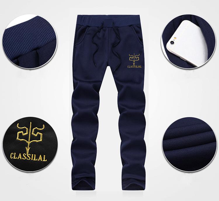 Thick Pant Sets Men's Casual Tracksuit Winter Wool Lined Warm Hoodie Sweatpants Track Suit Men's