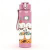 1PC Two Tooth Character Bathroom Mirror 750ml Color Plastic Sports Water Bottle Leakproof Flip Straw Lid Suitable for Sports Office Home Use