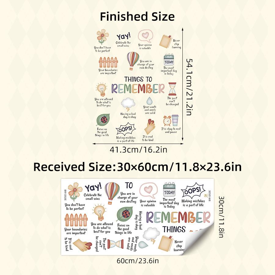

Positive Life Tips English Phrases Self-Adhesive Anime Wall Stickers, Inspirational Quotes Waterproof Removable Decals 30x60CM