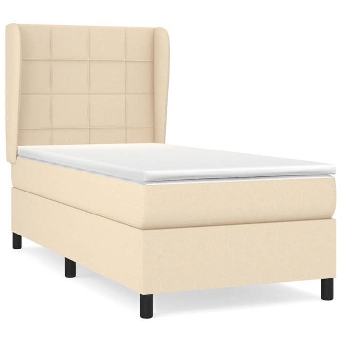 3127930 vidaXL Divan Bed and Mattress Cream 90x190 Cm Fabric