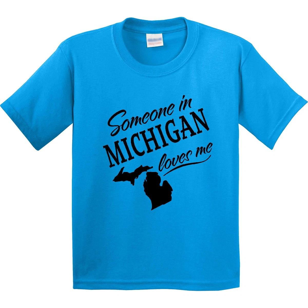 Inktastic Someone In Michigan Loves Me Youth T-Shirt Home Family Grandparents 160
