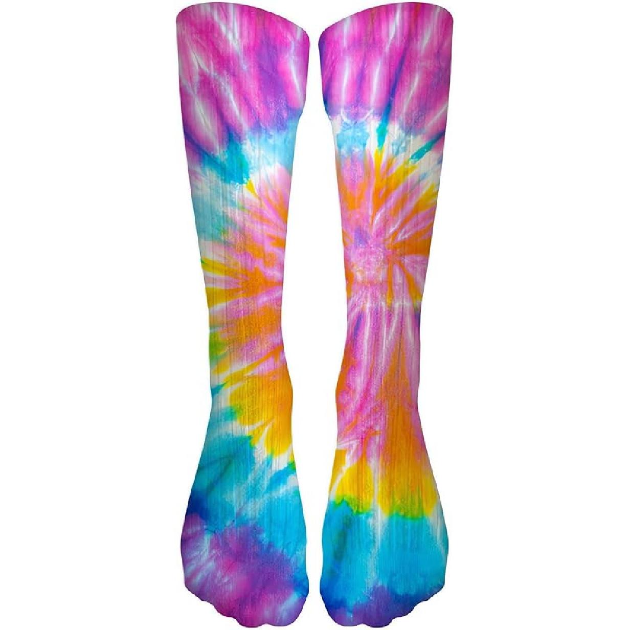 Tie Dye Socks, Novelty Colorful Socks Unisex Long Crew Socks Crazy Fun Casual Pattern Socks for Teens Boys Girls Spandex