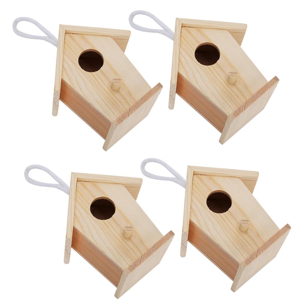 4Pcs Mini Outdoor Hängen Holz Vogel Haus Nester Käfig Ornament für Garten Balkon