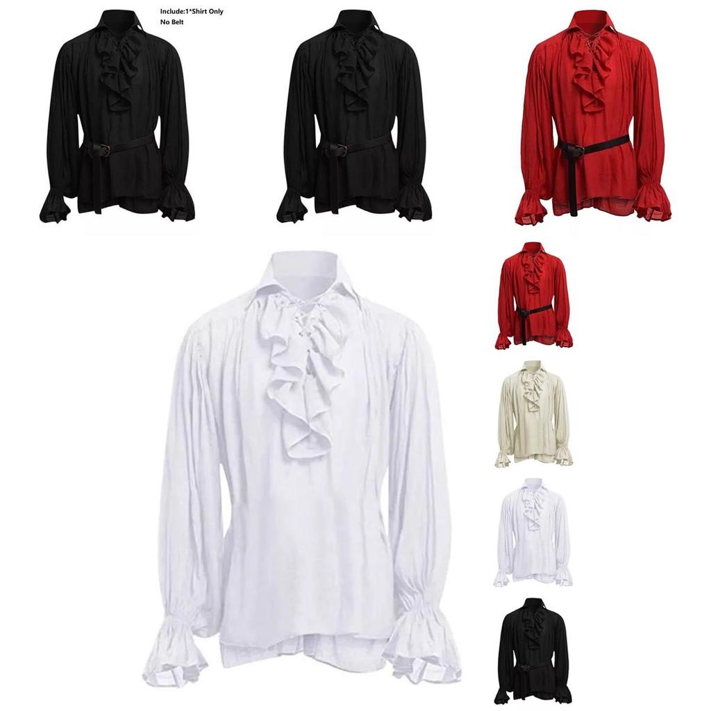 Classic Men Medieval Renaissance Pirate Shirt With Long Sleeve Stylish Design