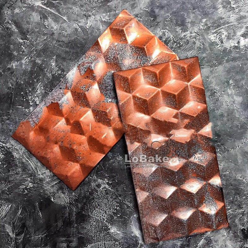 Big Size Rectangle Cube Water Flow Design Check Shape Chocolate Mold Candy Fondant Sugarcraft Molds DIY Bakery Gadgets