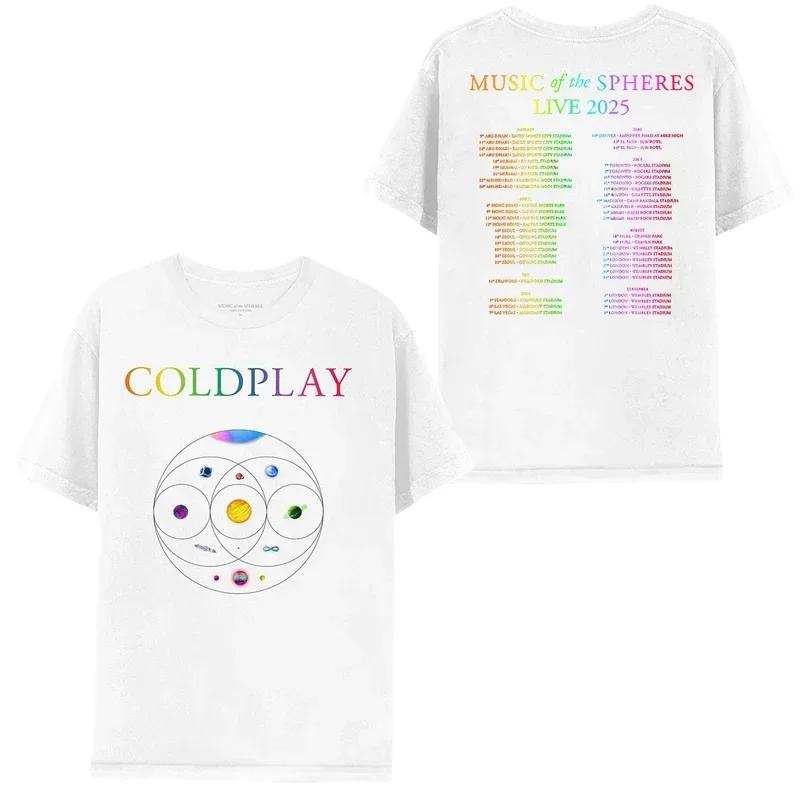 2025 Classic Coldplay Band T Shirt British Rock Music Men and Women Casual T-Shirt Short Sleeve Tee Cotton Tops Summer Clothing
