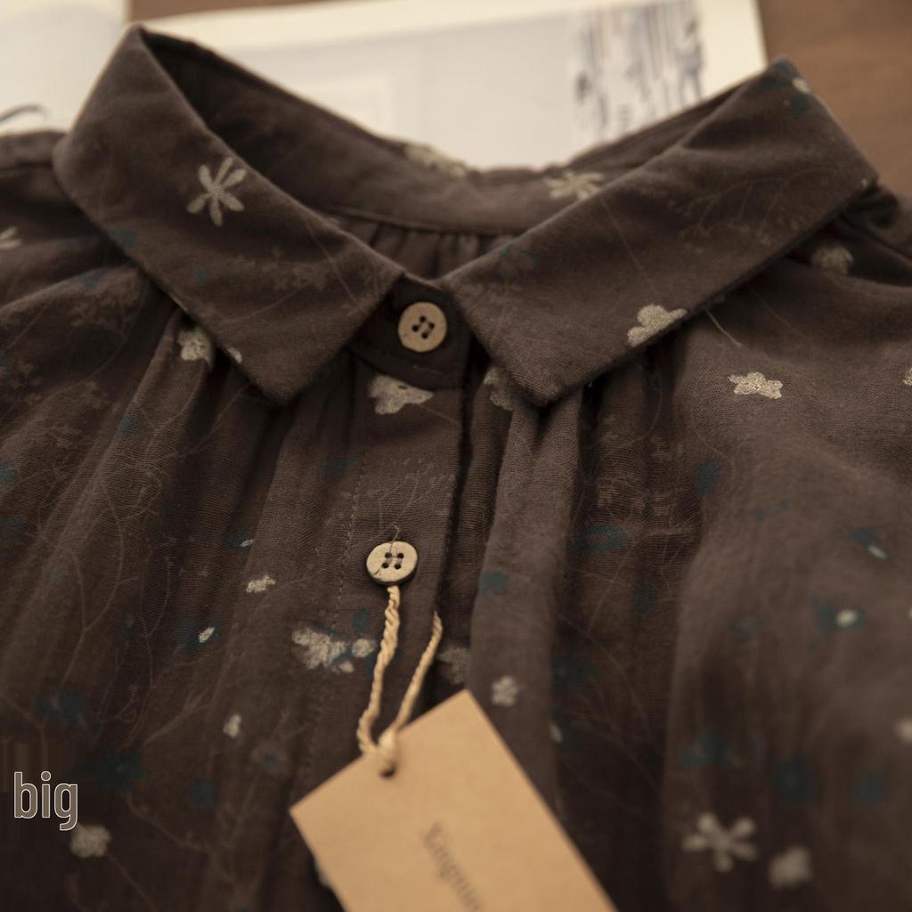 Künstlerisches Damen-Frühlingshemd aus Baumwoll-Leinen, zweilagig, späte Qing-Dynastie