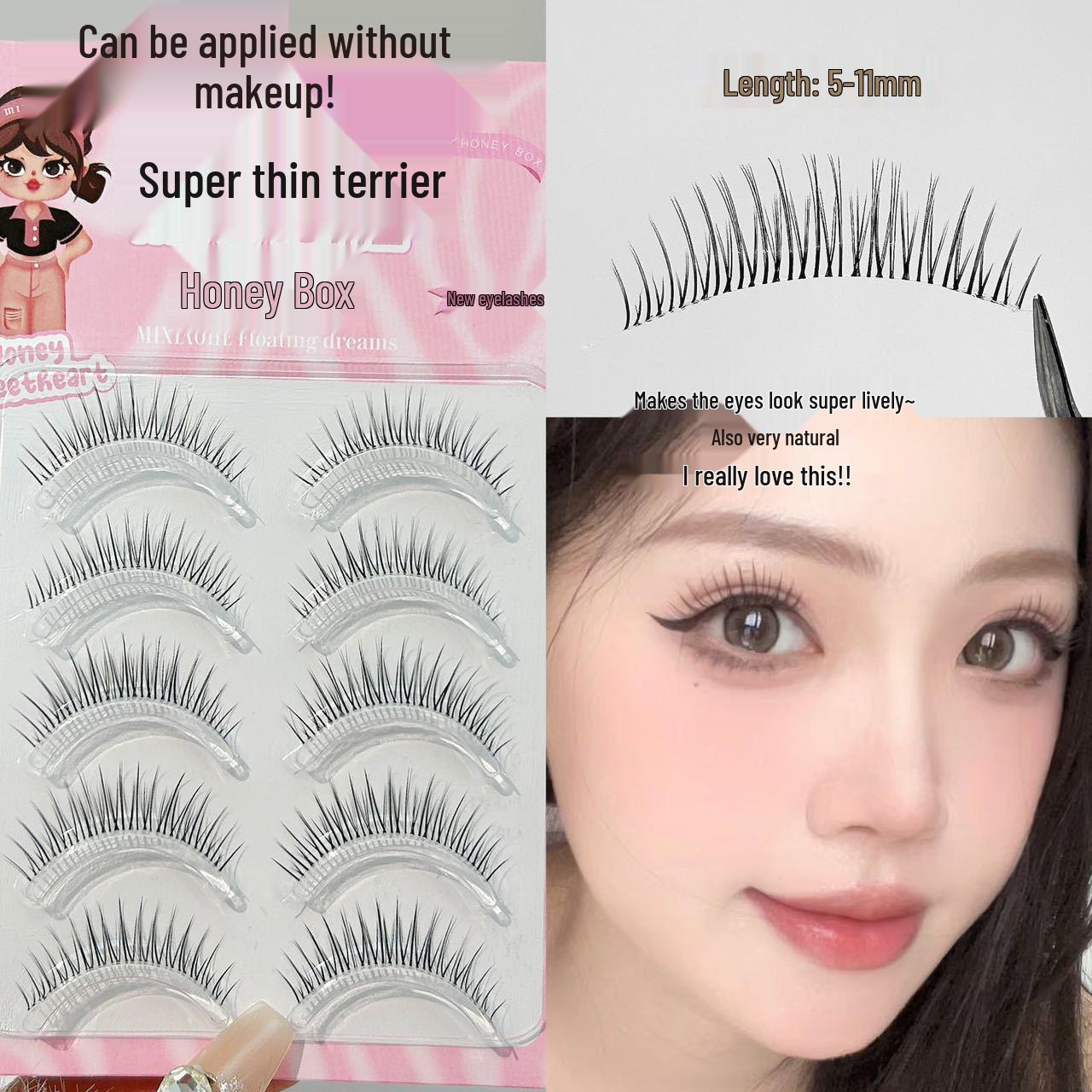 

Honey Box Gold Light Natural False Eyelashes - Root by Root Clear Stem