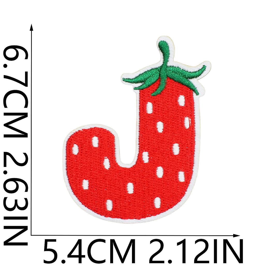 Strawberry English Letter Embroidery Cloth Sticker Bag Decoration 26 English Text Patch Stickers Heat Transfer Computer Embroidery Label