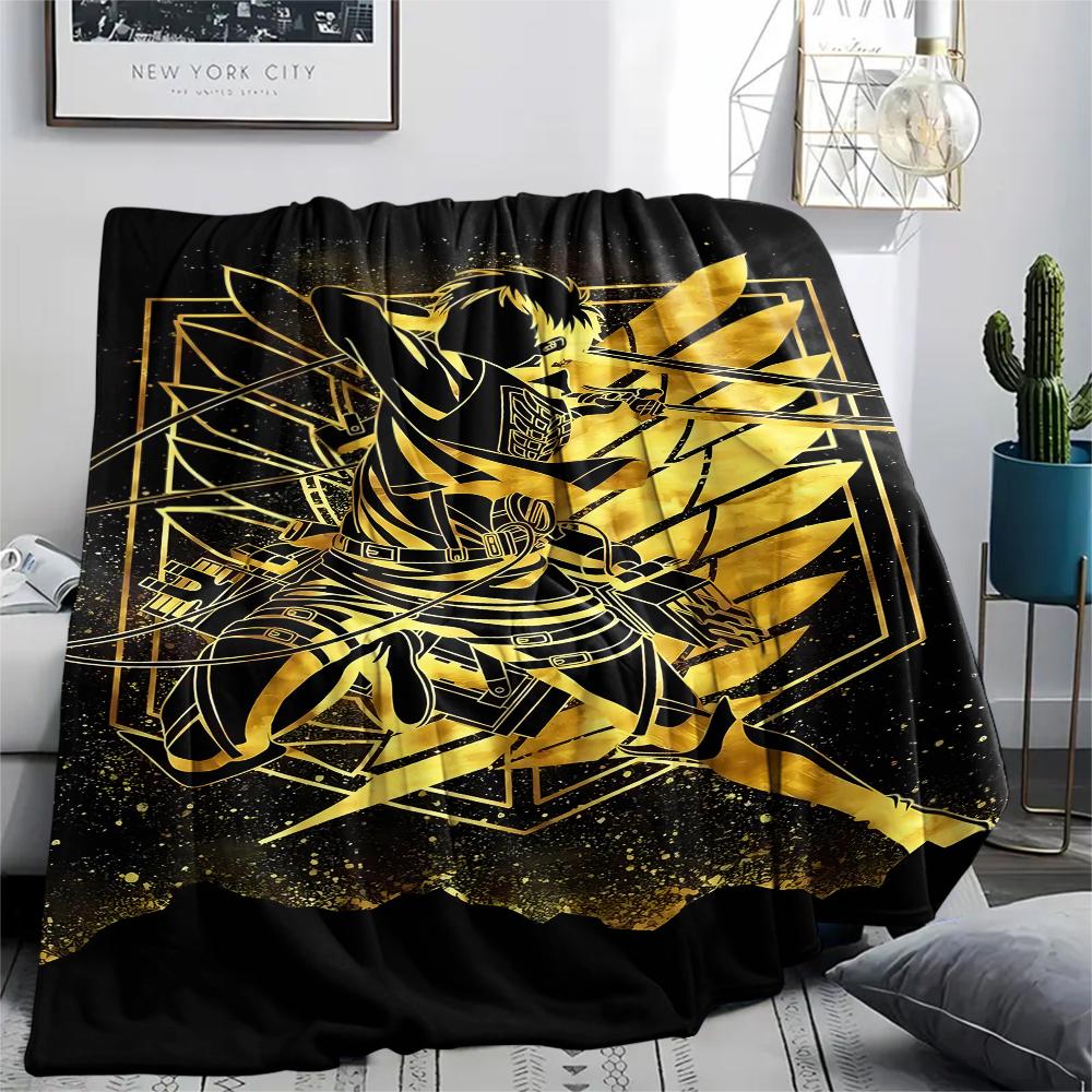 1PC Attack On Titan Print Flannel Blanket, High Quality All Seasons, Home Decor, Warmth and Comfort, Perfect for Christmas Gifts
