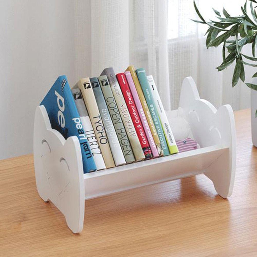Creative Plastic Kids Bookshelf Decorative Space Saving Children's Book Storage Rack White Countertop Bookshelf for Home