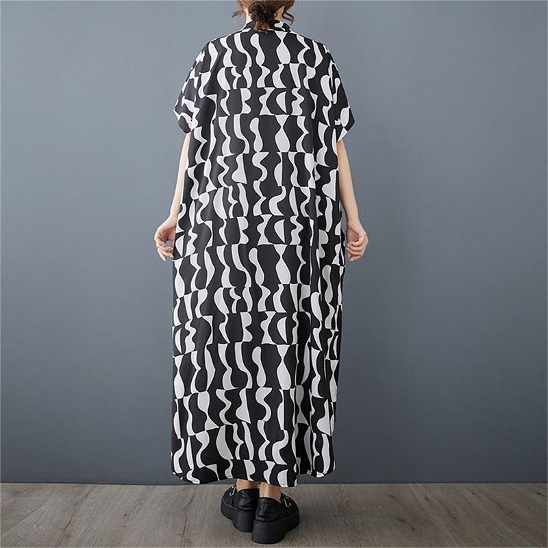 Short Sleeve Plus Size Vintage New In Dresses for Women Casual Loose Long Summer Shirt Dress