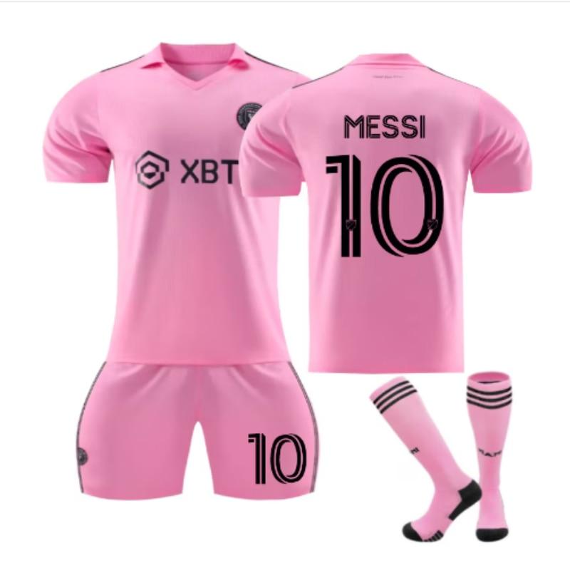 Kids Miami Messi Soccer Jersey, ANUTETOUNI® Polyester Pink Athletic Gear
