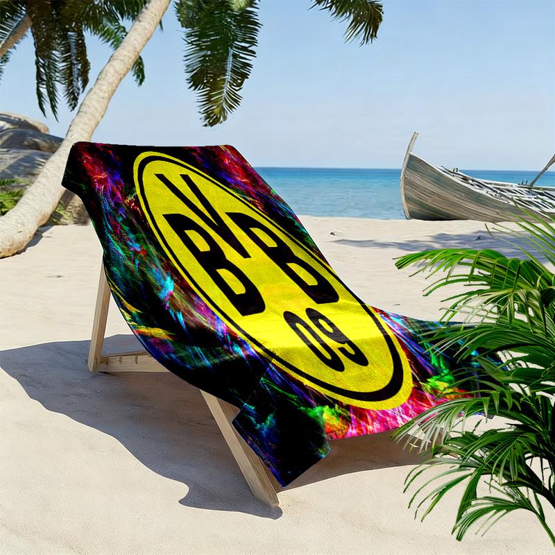 Vibrant BVB Logo Dynamic Background Beach Towel Outdoor Camping Beach Towel for Vacation Photos Quickdrying Swim Towel Swim Seaside Beach Comfort
