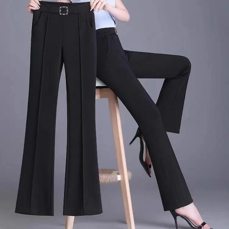 2024 Spring/Summer Women s High-Waisted Slimming Micro-Flare Pants - Anti-Wrinkle, Retro Drape Style 2XL(63-70kg)