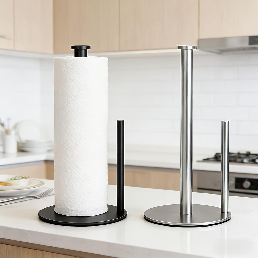 Popular kitchen paper towel holder Non-slip base roll paper holder Stainless steel vertical tissue holder Home Kitchen Storage Gadget
