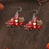 Exquisite Red Car Christmas Tassel Earrings with Acrylic Pendants
