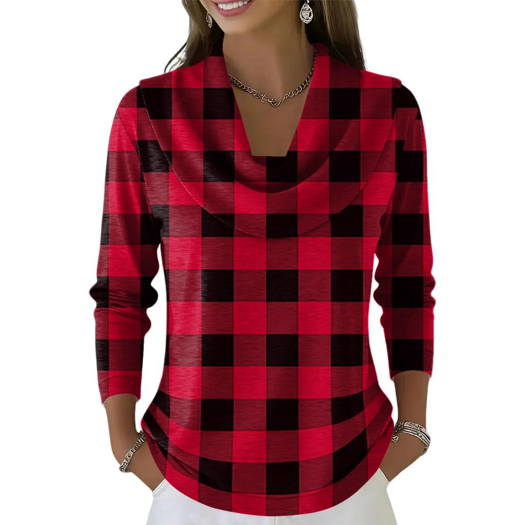 Women's Casual And Fashionable Round Neck Long Sleeved Printed Top Sweater