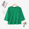 ZANZEA Women Casual Round Neck 3/4 Sleeve Loose Patchwork Crochet Blouse