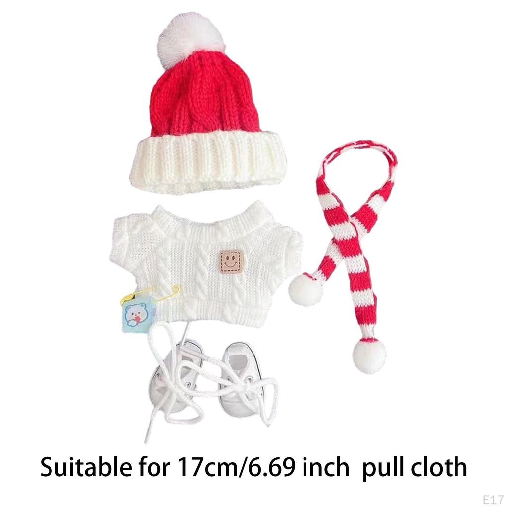 Doll Clothes Sweater Photo Props Detachable Cute Scarf Hat for 6.69inch Green stripe