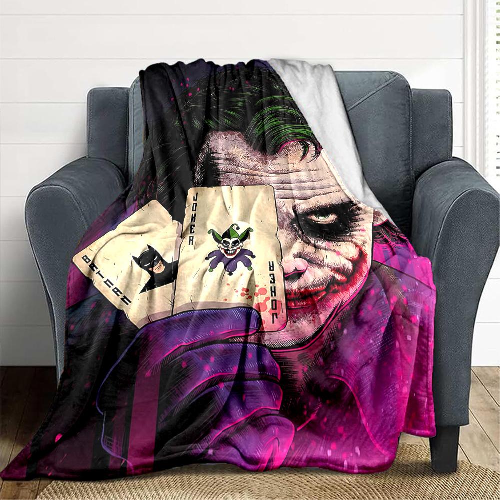 1pc Joker Cards Flannel Throw Blanket - HD Printed Lightweight Soft Warm All-Season Blanket for Sofa, Bed, Travel, Camping 125