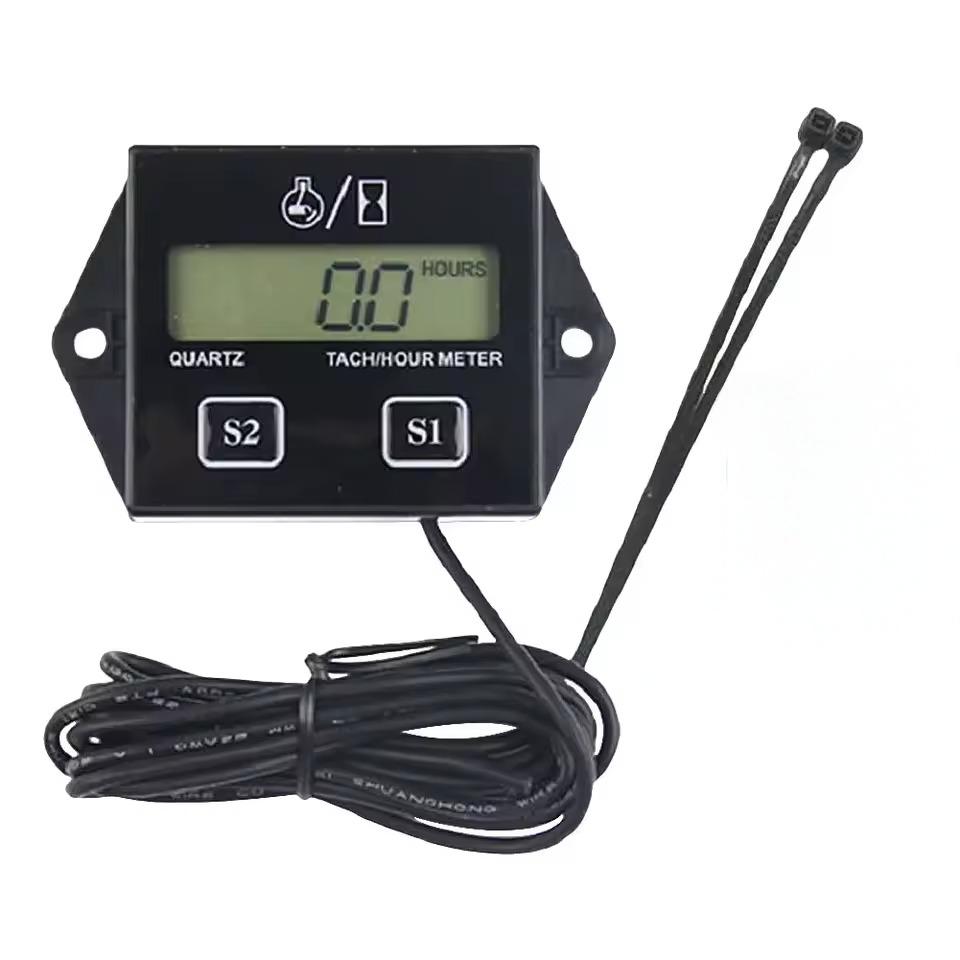 Digital Engine Tach Hour Meter LCD Display Tachometer Engine RPM Gauge Resettable Splashproof for Motorcycle Motor Stroke Engine