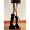 Pleated Pile Boots Two Wear Brown Boots Women's 2025 Thick Sole But Knee Small Tall Knight Boots