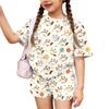 Kids Casual Short Sleeve Top and Shorts Set Animal Print Lightweight Comfortable Summer Outfit for Boys and Girls