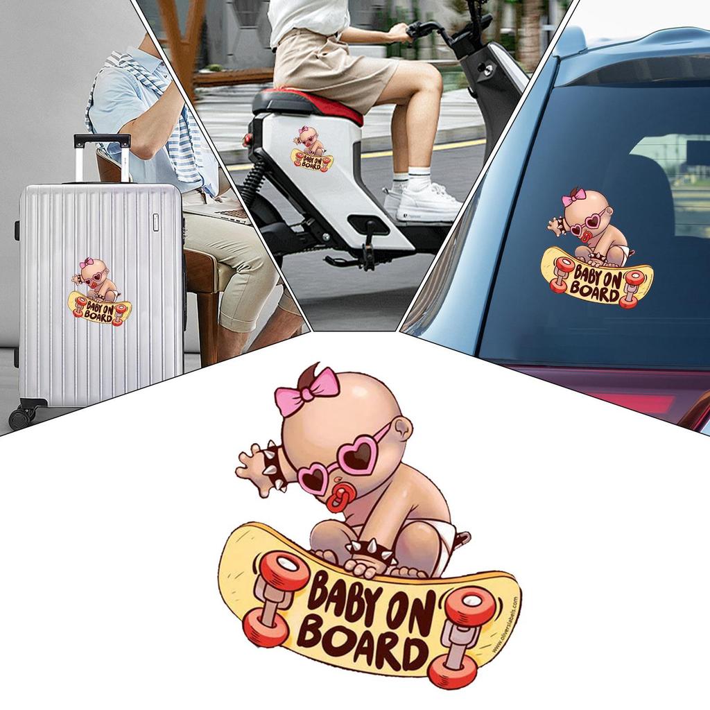 Car Window Decals PVC Baby Scooter Design Automotive Door Decals Scratch-Proof Adhesive Stickers For Sedan Motorcycles RV