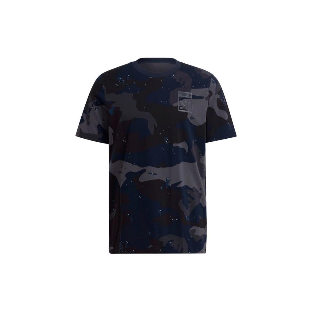 Adidas Originals Camouflage Full Print Short Sleeve T-Shirt Men Tops Navy H13493